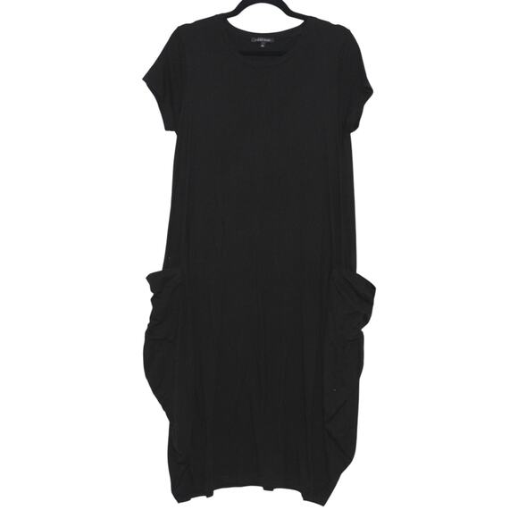 Beach Vibe Black Flowy Loose Midi Dress Size Medium - Picture 2 of 6